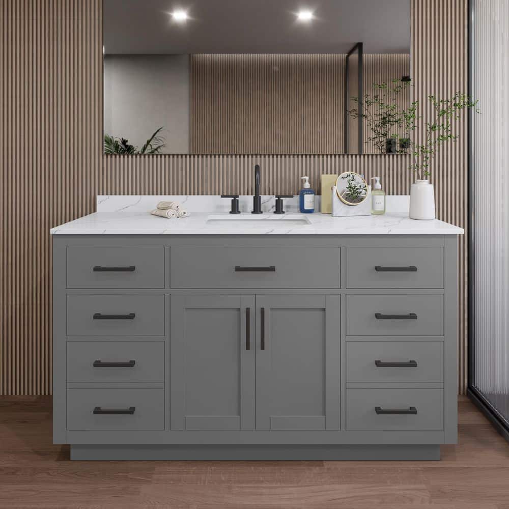 Beckett TK 60 in. W x 22 in. D x 35 in. H Single Bath Vanity in Dark Gray with Giotto Quartz Top price history on PriceWatchPro