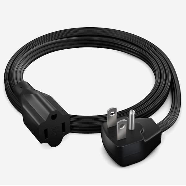5 ft. 14 / 3 Medium / Heavy Duty Indoor Extension Cord Flat Plug Flat Wire 15 Amp Black