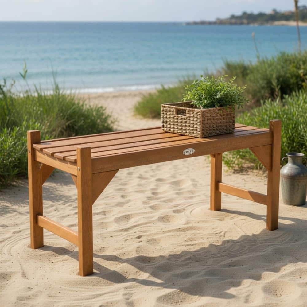40 Inch Outdoor Bench with Slatted Contoured Seat for Deck Entryway-1 Piece price history on PriceWatchPro