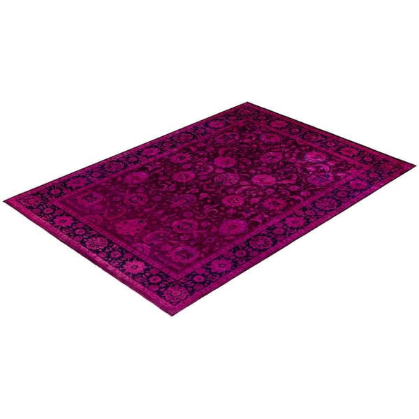 Overdyed Pink 9 x 12 Solid Wool Indoor Area Rug