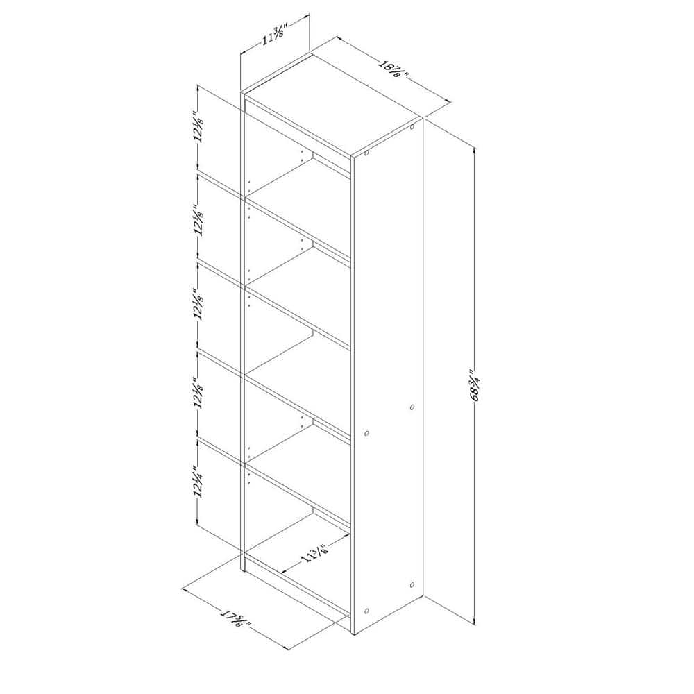 Pure White Adjustable 5-Shelf Kids' Bookcase
