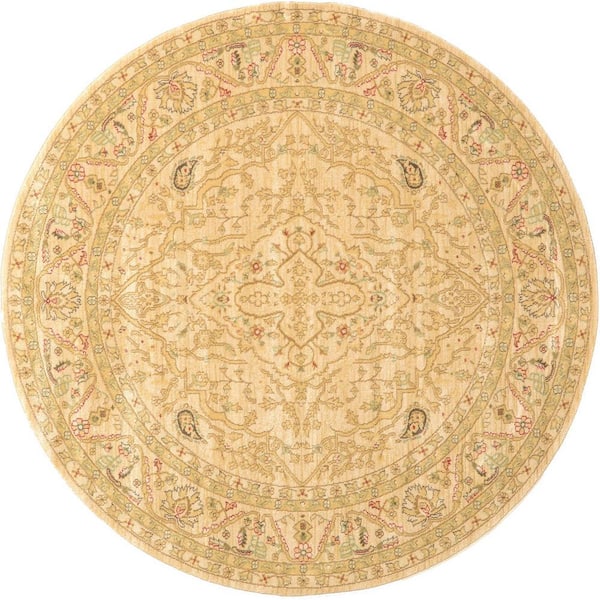 Unique Loom Edinburgh Daisy Beige 6' 0 x 6' 0 Round Rug