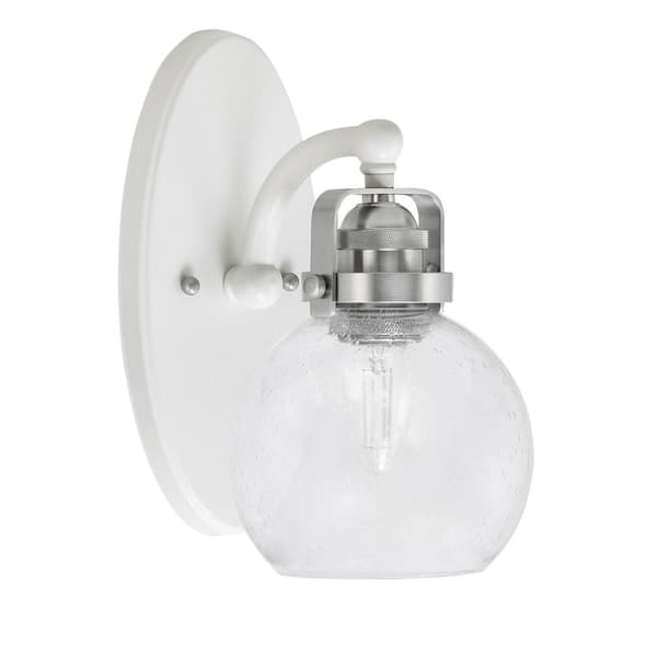 Unbranded Decatur 1-Light White and Brushed Nickel Wall Sconce