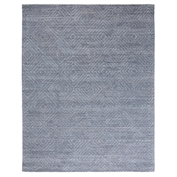 Abstract Blue 9 ft. x 12 ft. Striped Diamonds Area Rug