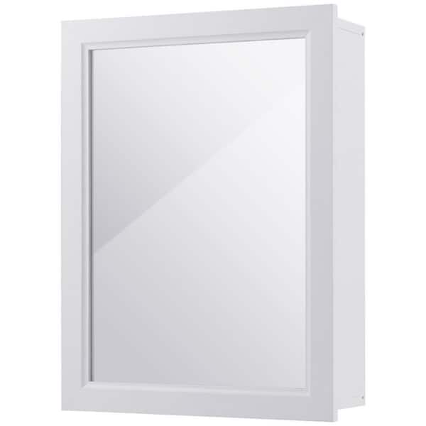 FORCLOVER 20 in. W x 6 in. D x 26 in. H Medicine Cabinet Bathroom Storage Wall Cabinet with Mirror in White