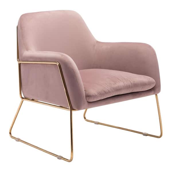 Zuo Nadir Pink Velvet Arm Chair 101113, Pink Arm Chairs