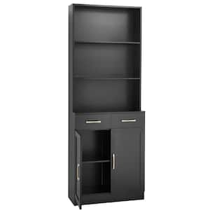 25.90 in. W x 11.00 in. D x 70.00 in. H Black Storage Cabinet Linen Cabinet with Adjustable Shelf