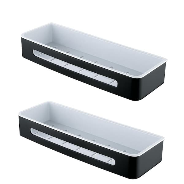 Stainless Steel Wall Mounted Shelf Basket Shower Caddy in Matte Black-2 Pack