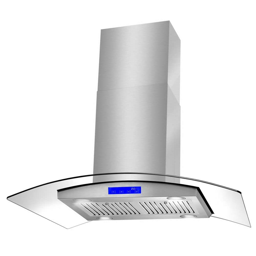 Cosmo 36" Stainless Steel Convertible Island Range Hood with LED Lighting