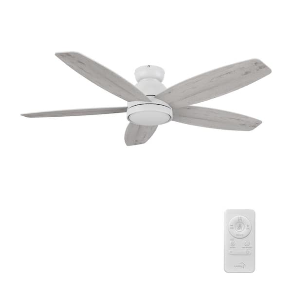 CARRO Povjeta 52 in. Color Changing Integrated LED Indoor Matte White 10-Speed DC Ceiling Fan with Light Kit/Remote Control