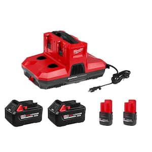 M12 & M18 12-Volt/18-Volt Lithium-Ion PACKOUT Four Bay Simultaneous Super Charger w/ (2) M18 & (2) M12 Batteries