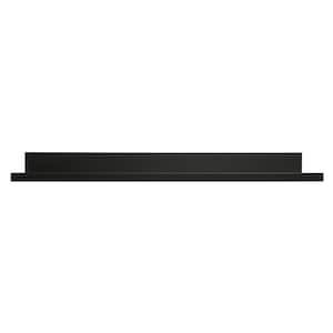 35.5 in. W x 9 in. D x 3.5 in. H Black Oversized Picture Ledge With Raised Edge MDF Floating Deep Wall Shelf