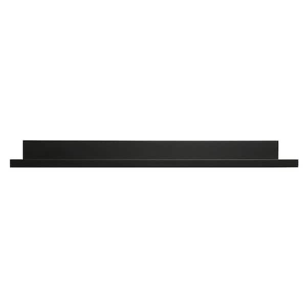 inPlace 35.5 in. W x 9 in. D x 3.5 in. H Black Oversized Picture Ledge With Raised Edge MDF Floating Deep Wall Shelf
