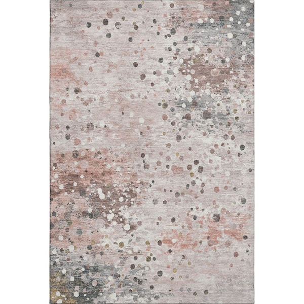Mayfield Premium Machine Washable Abstract AMF2007 Salmon 10 ft. x 14 ft. Area Rug