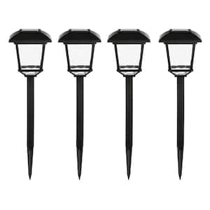 Terrace Park 10 Lumens Black Integrated LED Weather Resistant Outdoor Solar Path Light (4-Pack)