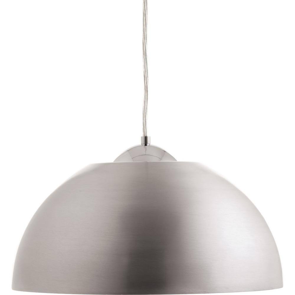 Satin Aluminum Dome LED Pendant Light with Painted Silver Interior