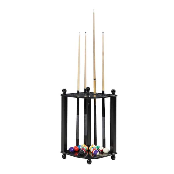 Hathaway Regent 28 in. Corner Floor Pool Rack for Pool Cues, Balls and Racking Triangle Includes 4 Drink Holders
