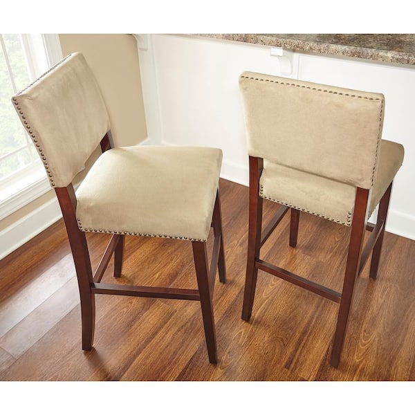 Linon Home Decor Corey 24 in. Stone Cushioned Bar Stool