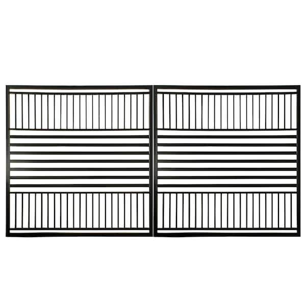 ALEKO 14 ft. x 6 ft. Barcelona Black Metal Steel Dual Swinging