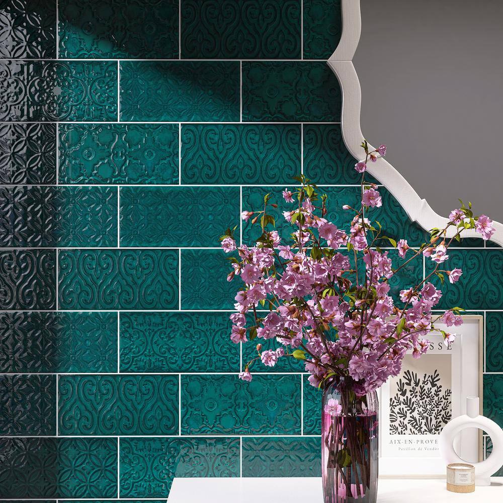 Zafiro Green Polished Ceramic Subway Wall Tile 5x10