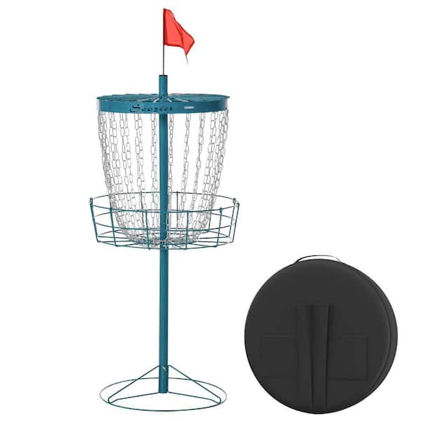 24.75 in. x 24. 75 in. x 63.75 in. Portable Disc Golf Basket Target with 24-Chain, Travel Bag, Blue