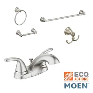 Adler 4 in. Centerset 2-Handle Bath Faucet with 4-Piece Hardware Set in Chrome (24 in. Towel Bar)
