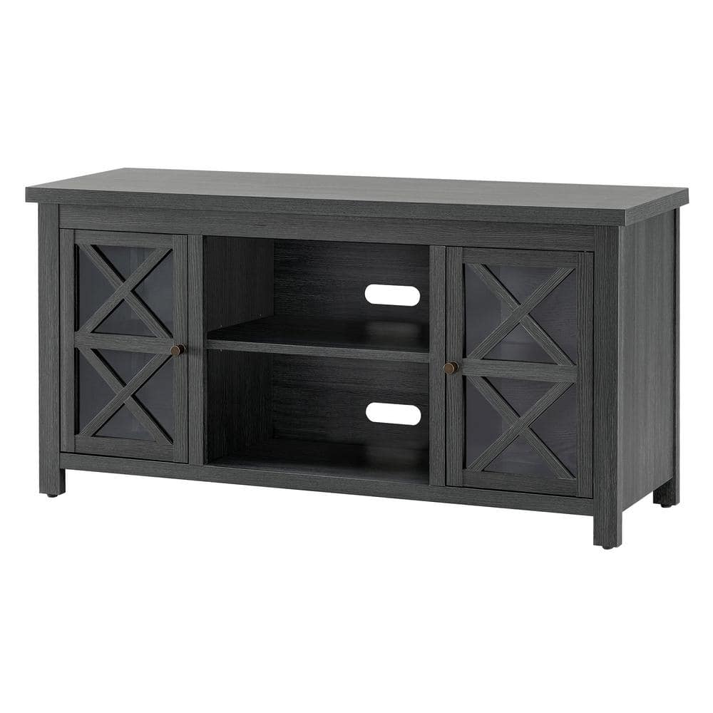 Charcoal Gray Modern Farmhouse TV Stand with Cabinet