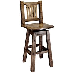 Homestead Collection 30 in. Early American Bar Stool with Swivel Seat and Back