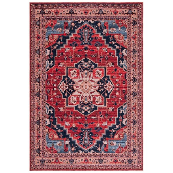 SAFAVIEH Serapi Red/Beige 8 ft. x 10 ft. Machine Washable Geometric Border Area Rug