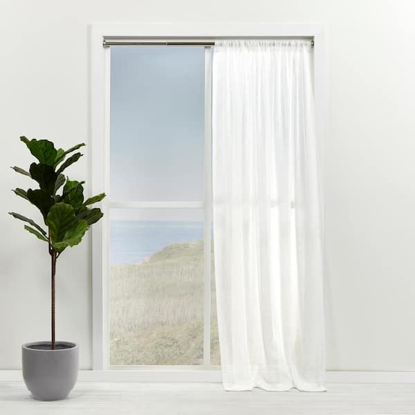 Tension 36 in. - 63 in. Adjustable 1 in. Single Curtain Rod Kit in Brushed Nickel with Finial