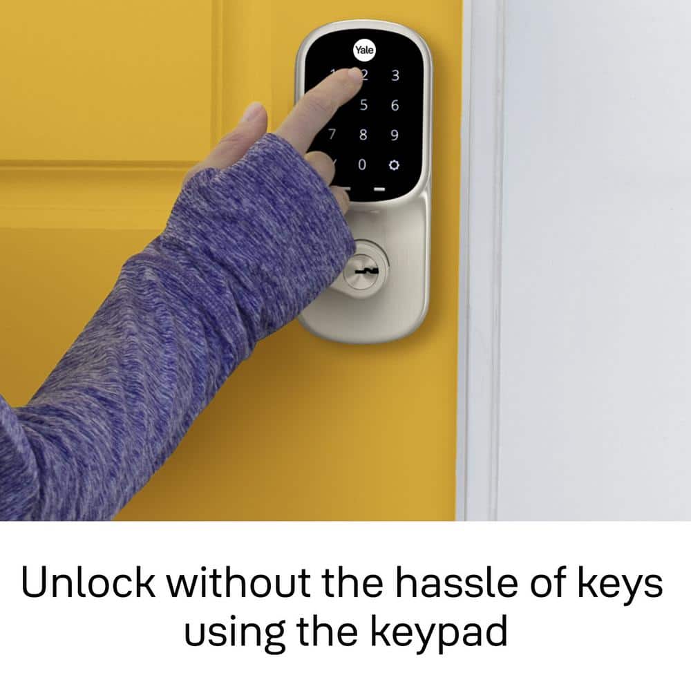 Satin Nickel Electronic Door Handle with Touchscreen Keypad