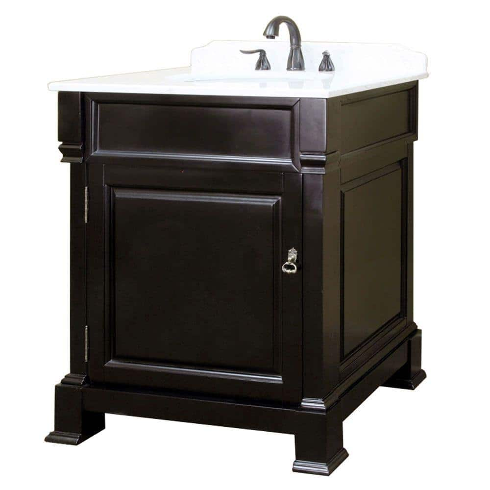 Bellaterra Home Olivia 30 In W X 35 1 2 In H Single Vanity In Espresso With Marble Vanity Top In White Bt5030 Es The Home Depot