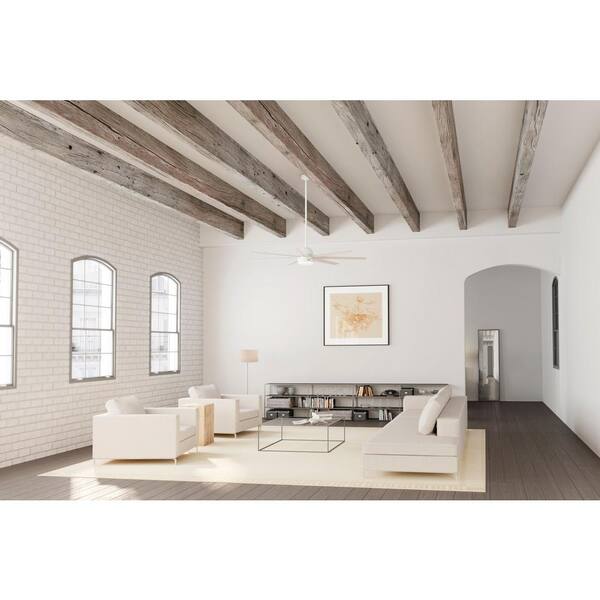 Hunter - Hunter 70 in. Phenomenon Wi-Fi ENERGY STAR Matte White Smart Ceiling Fan with LED Light Kit and Wall Control