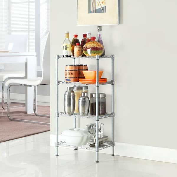 Sale 4 shelf storage rack, silver---2dsa1