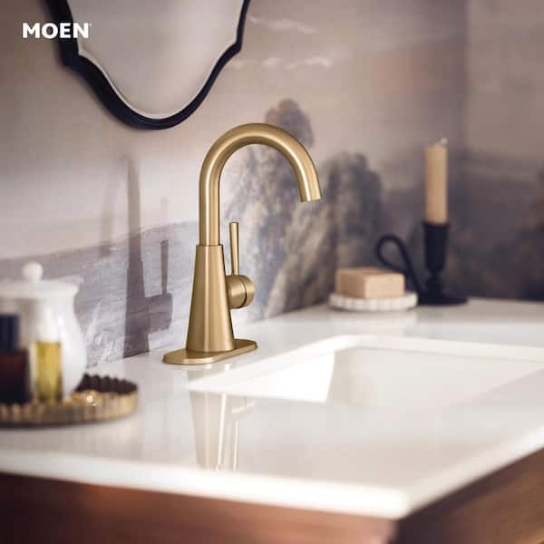 Ronan Single Hole Single-Handle Curved Bathroom Faucet in Bronzed Gold