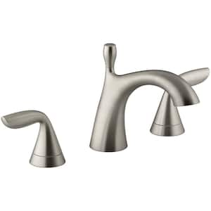 Williamette 8 in. Widespread 2-Handle Bathroom Faucet with Drain in Vibrant Brushed Nickel