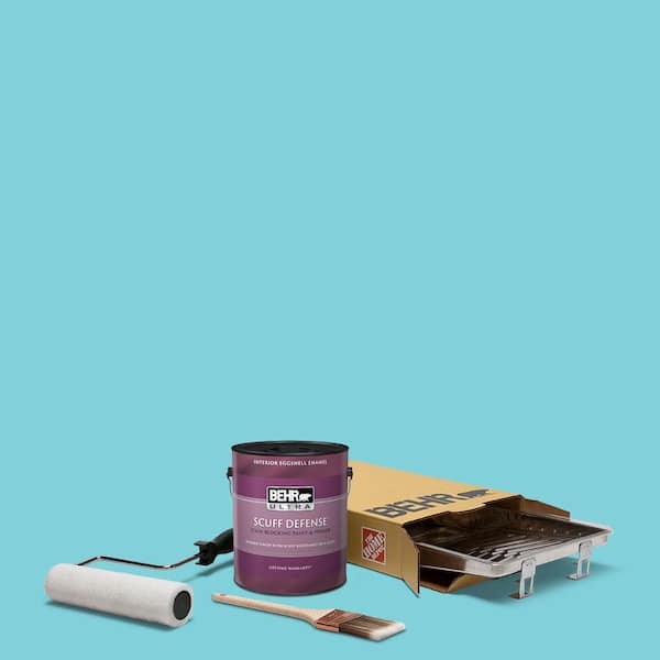 BEHR 1 gal. #P470-3 Sea of Tranquility Ultra Eggshell Enamel Interior Paint and Wooster Set All-in-1 Project Kit (5-Piece)