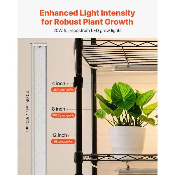 VEVOR Plant Shelf with Grow Light, 6-Tier Double-Row Plant Stand
