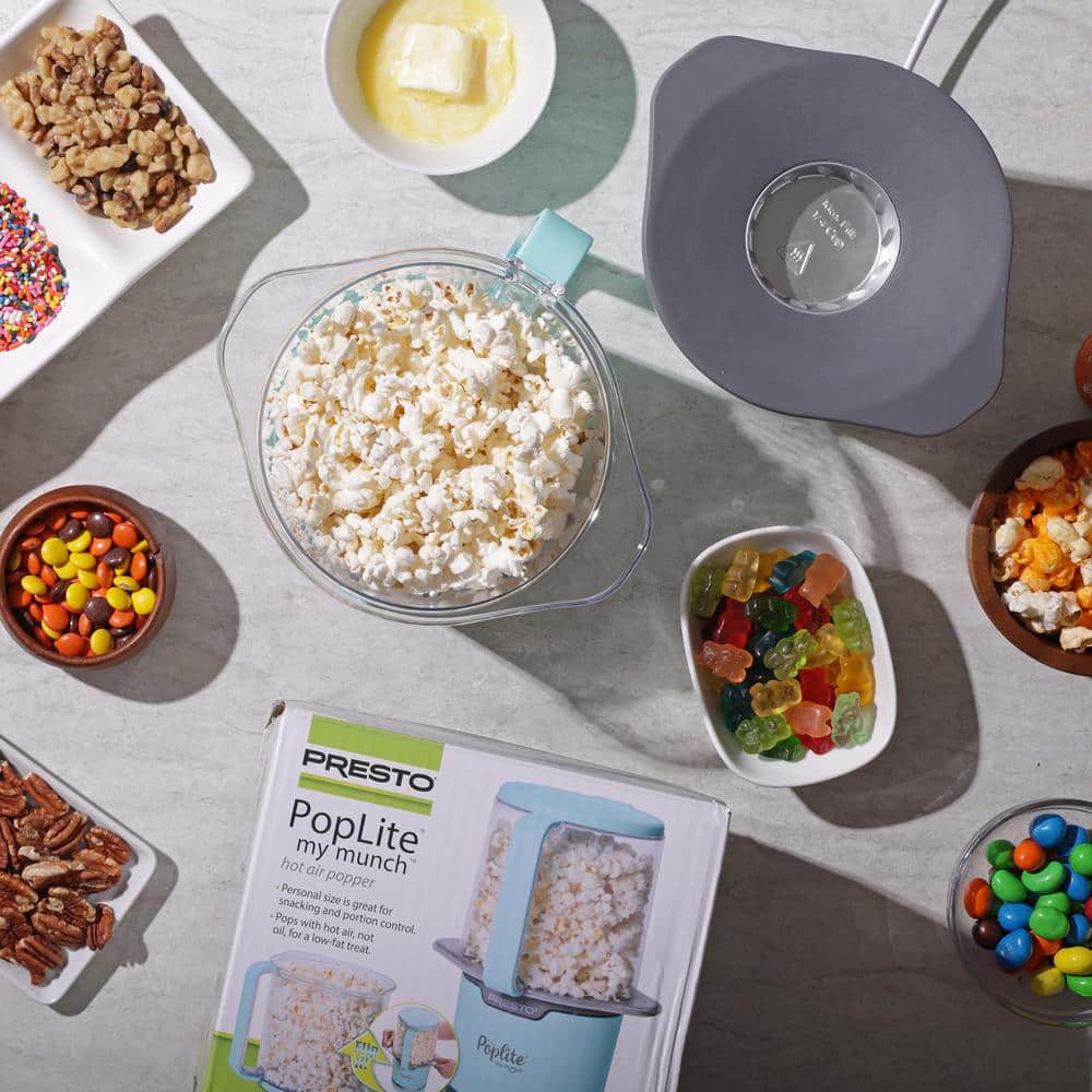 Aqua Compact Hot Air Popcorn Popper with Serving Bowl