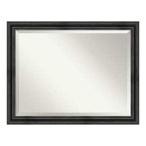 Medium Rectangle Black Pine Beveled Glass Modern Mirror (35.38 in. H x 45.38 in. W)