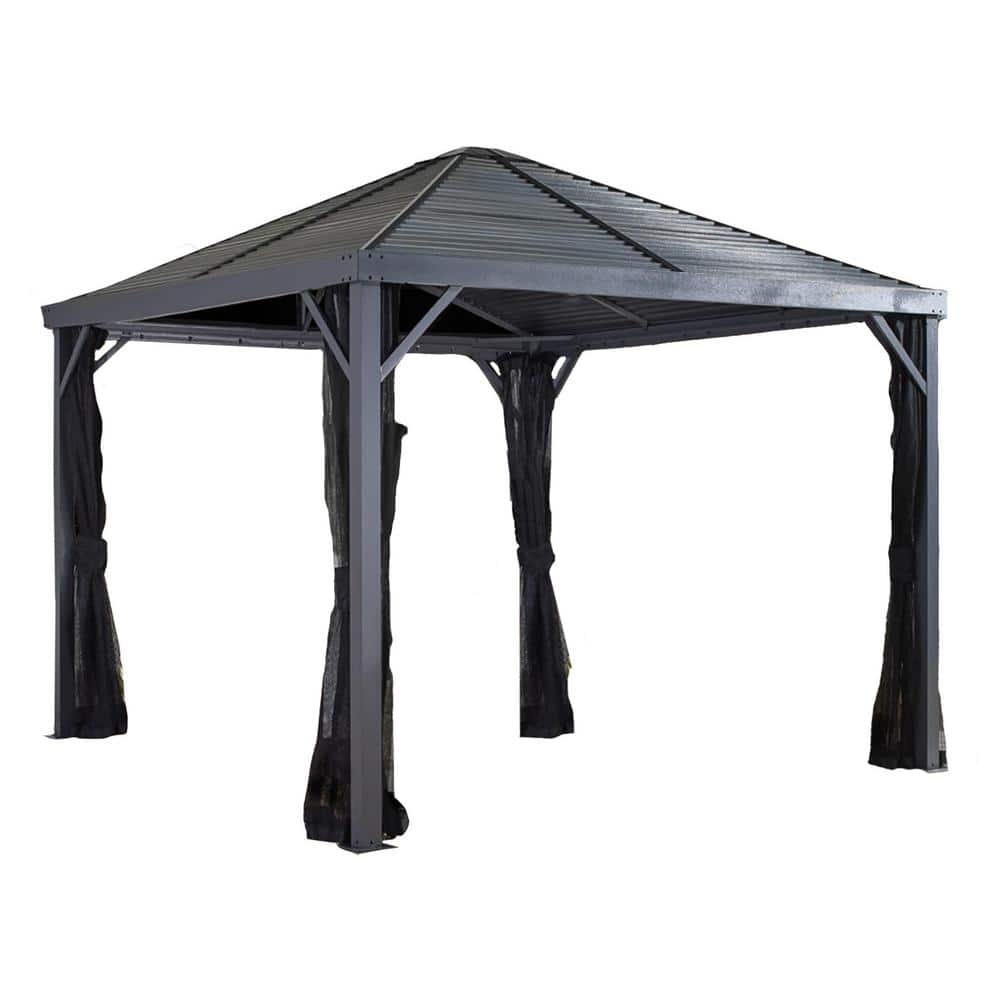 Sanibel Light Gray 8 ft. x 8 ft. Galvanized Steel Gazebo