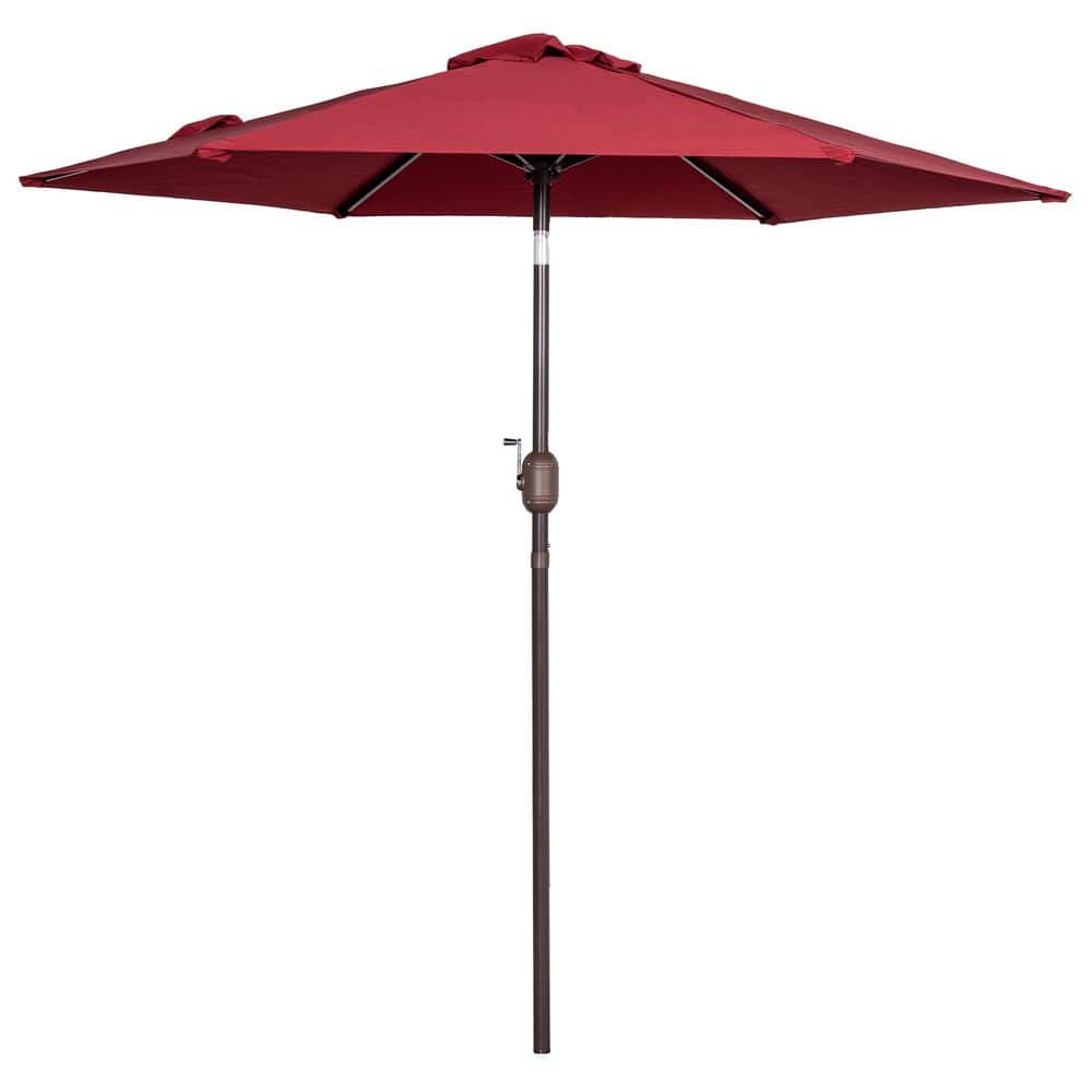 7.2 ft. Steel Pole Table Market Tilt Outdoor Patio Umbrella with Push Butto