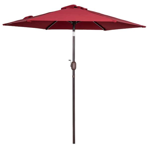 Unbranded 7.2 ft. Steel Pole Table Market Tilt Outdoor Patio Umbrella with Push Button in Red