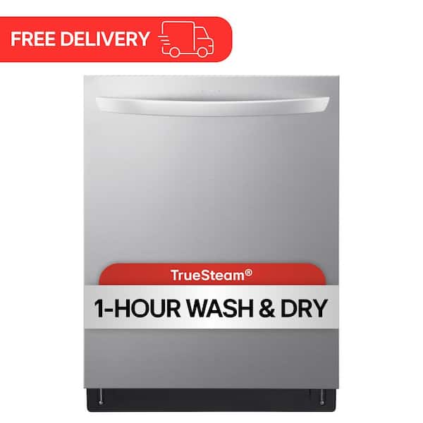 24 in. PrintProof Stainless Steel Smart Top Control Dishwasher with 1-Hour Wash and Dry, QuadWash Pro and TrueSteam