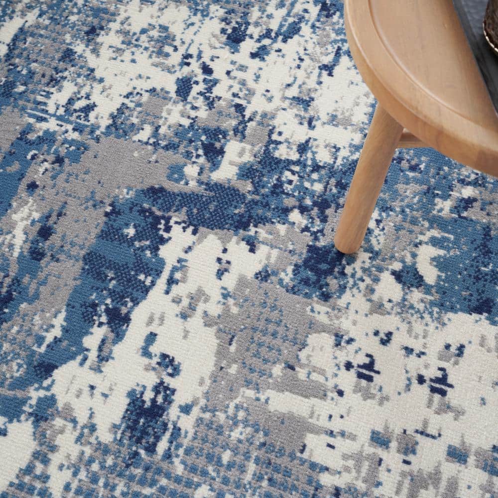 Blue Abstract 8' x 10' Synthetic Easy Care Rug