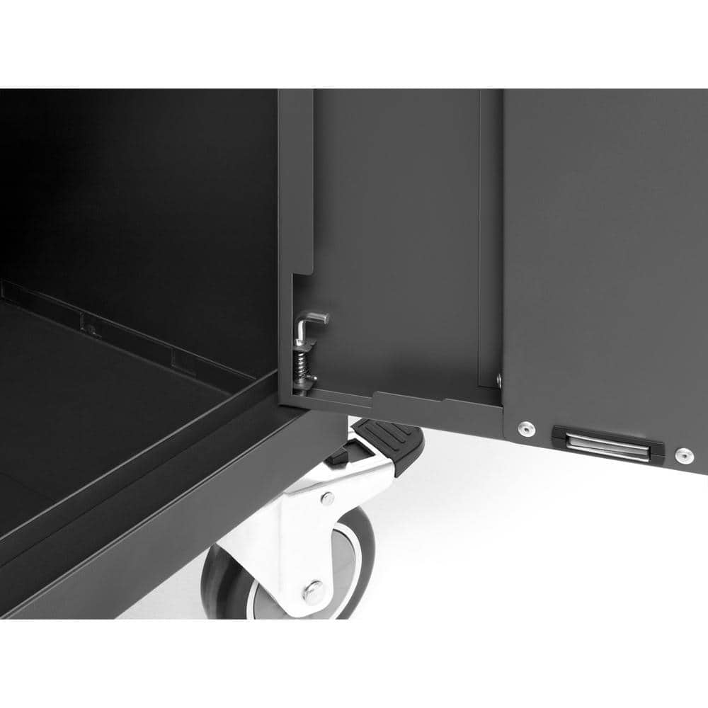 Gray Steel Lockable Garage Cabinet with Bamboo Worktop