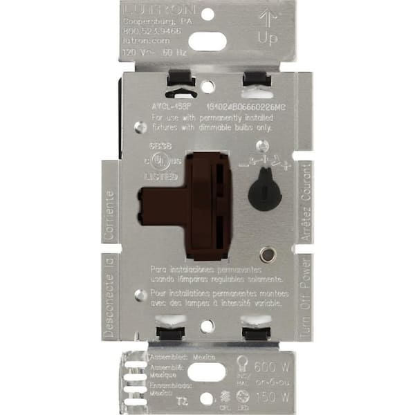 Lutron Toggler LED+ Dimmer Switch for Dimmable LED and Incandescent Bulbs, 150W/Single-Pole or 3-Way, Brown (AYCL-153P-BR)