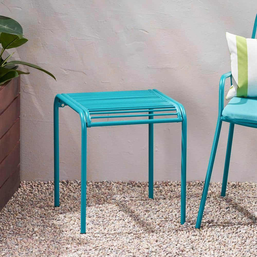 Noble House Boston 18 in. Matte Teal Rectangular Metal 18 in. Outdoor ...