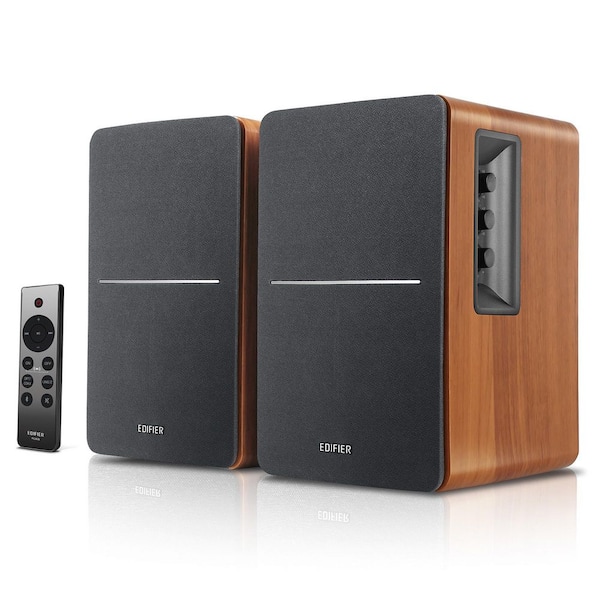 R1280DBs 42-Watt Continuous-Power Amplified Bluetooth Retro-Style Bookshelf Speaker System Brown
