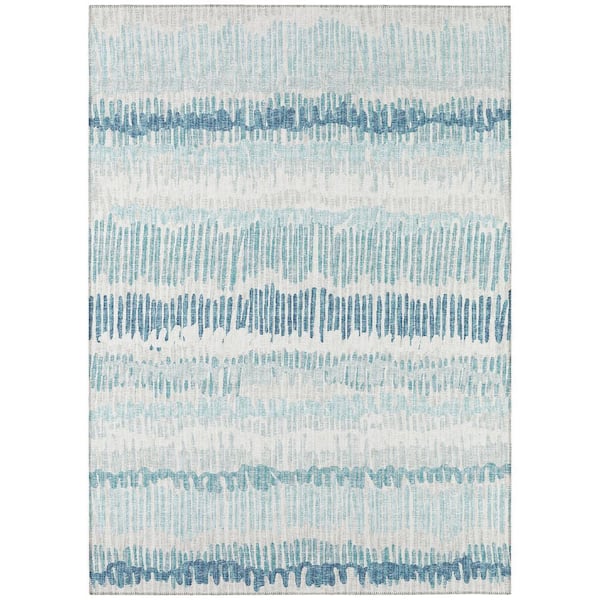 Rylee Blue 3 ft. x 5 ft. Geometric Indoor/Outdoor Area Rug